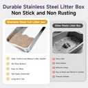 OneBug Stainless Steel Cat Litter Box with High Sides, Large Metal Litterbox Pan, Odor-Free & Non-Stick Smooth Surface, Leakproof One-Piece Kitty Litter Tray for Indoor Cats, Kittens