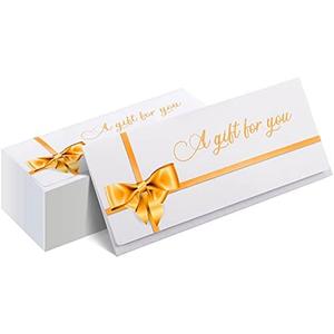 Clabby 50 Pieces Christmas Currency Envelopes Letter Bow Envelopes Mail Card Holder for Graduation Company Birthday Wedding Party(Yellow)