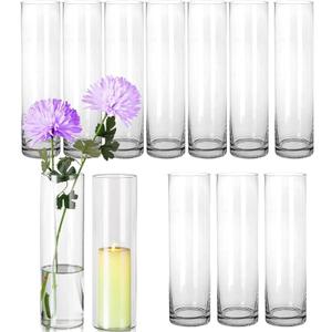 JMIATRY Glass Cylinder Bud Vases Set of 12, Clear Cylinder Vases for Centerpieces Diameter 2 Inch, Height 8 Inch Tall Glass Flower Bud Vase in Bulk for Home Party Decoration