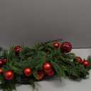 Norme 6 ft Artificial Christmas Cedar Garland Real Touch Greenery Garland with Red Ball Ornaments Xmas Hanging Decoration for Tree Staircase Table Fireplace Mantle Indoor Holiday Festival Home Decor