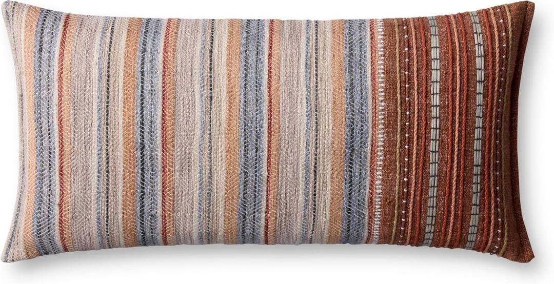 Loloi II Collection PLL0138 Rust/Multi 12'' x 27'' Cover w/Poly Pillow