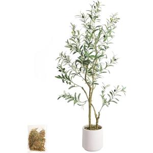 Fake Olive Tree 4FT Tall 1Pack with White Planter for Home Decor
Faux Olive Tree with Natural Olive Branches and Realistic Leaves for Living Room Office Decor