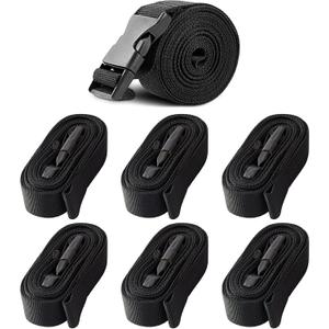 Solim Boat Cover Tie Down Straps, 6 Pack Heavy Duty Polyester Adjustable Boat Cover Straps with Quick Release Buckle, 1" W x 96 L Durable Trailerable Replacement Tightening Strap, Black