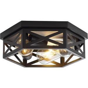 13 inch Black Flush Mount Ceiling Light Fixtures,3-Light Hallway Light Fixtures Ceiling Mount for Kitchen Farmhouse Bedroom 1 Pack