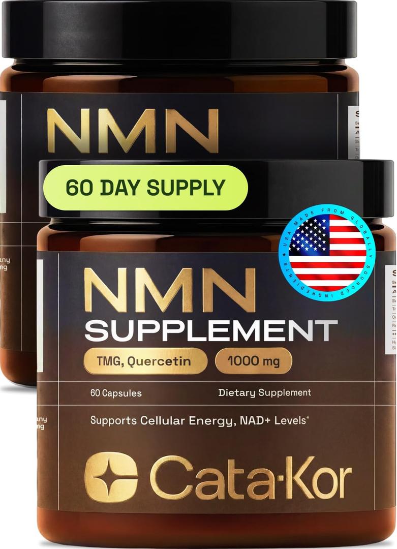 Cata-Kor NMN Supplement – 4-in-1 NAD Supplement with Quercetin | TMG | Resveratrol – Supports Cellular Energy & NAD+ Levels – Third-Party Tested - 2 Pack