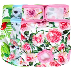 wegreeco Luxury Washable Reusable Dog Diapers (Stylish Pattern) - Female Dog Diapers, Doggie Diapers, 3 Pack (Floral, X-Large)