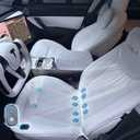Car Cooling Seat Cover for Tesla Model 3/Y, 12V 3 Speed Control Ventilated Seat Cushion, Car Seat Cooling Pad for Tesla Model 3/Y 2016-2024 (White-Main & Co-Pilot)