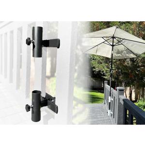 | Patio Umbrella Holder | 2 Piece Split Design | Outdoor Umbrella Base and Mount | Attaches to Railing Maximizing Patio Space and Shade