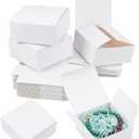 PH PandaHall 74pcs White Gift Box Small Paper Box 3.5x3.5x1.5 Inch Kraft Packing Cardboard Boxes Favor Treat Boxes Foldable Gift Jewelry Storage Case for Candy Soap Tea Light Wedding Valentine's Day