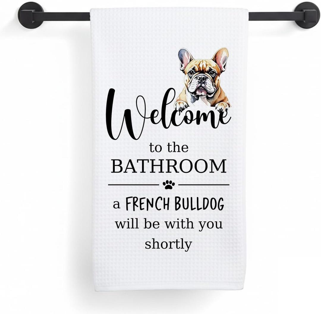 Funny French Bulldog Dog Hand Towels, Gifts for French Bulldog Lovers, Frenchie Mom Gifts Decorative Hand Towels for Bathroom Washroom Restroom, 16x24 Inch 151-a Bulldog