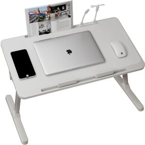 INHABIT UNION Laptop Desk for Bed, Adjustable Lap Desk with Heights and Angles, for Working Reading Writing, Eating, Watching Movies for Bed Sofa Couch Floor(White)