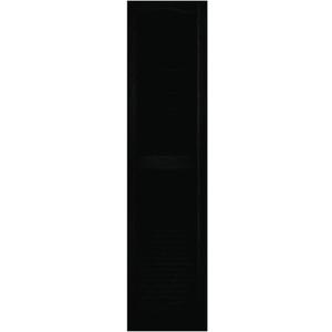 Louvered Shutters, Pair, Black Vinyl, 15 x 60-In., Pr.