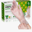 Disposable Vinyl Gloves, Food Safe, Latex-Free Powder-Free Clear Plastic Gloves for Cooking, House Clean, Food Prep, 100 Pack, M