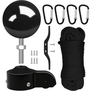 Flag Pole Pulley and Rope kit for 2" to 2.6" Diameter Flag Poles, 50FT Rope, 3.5" Flag Pole Topper, Cast Aluminum Flag Pole Truck, Metal Snap Clips and Cleat(Black)