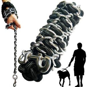 Dog Leash Metal Leashes Chain Rope with Pet Collar Training Walking Leads Heavy Duty Anti Bite 360 Hook for Medium and Large Dogs (Large)