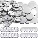 300 Pieces Blank Button Making Supplies Round Badge Parts Metal Pin Badge Kit for Button Maker Machine, Including Metal Shells Back Cover and Clear Film(1.46 Inch,Silver)