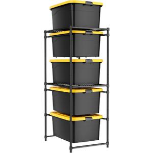 WORKPRO 5-Tier Tote Storage Rack, Heavy-Duty 27 Gallon Tote Storage Rack, 525 LBS Storage Bin Rack for Garage, Pantry, Kitchen, or Basement, Black, 30.5"x22.5"x69", 1 Pack