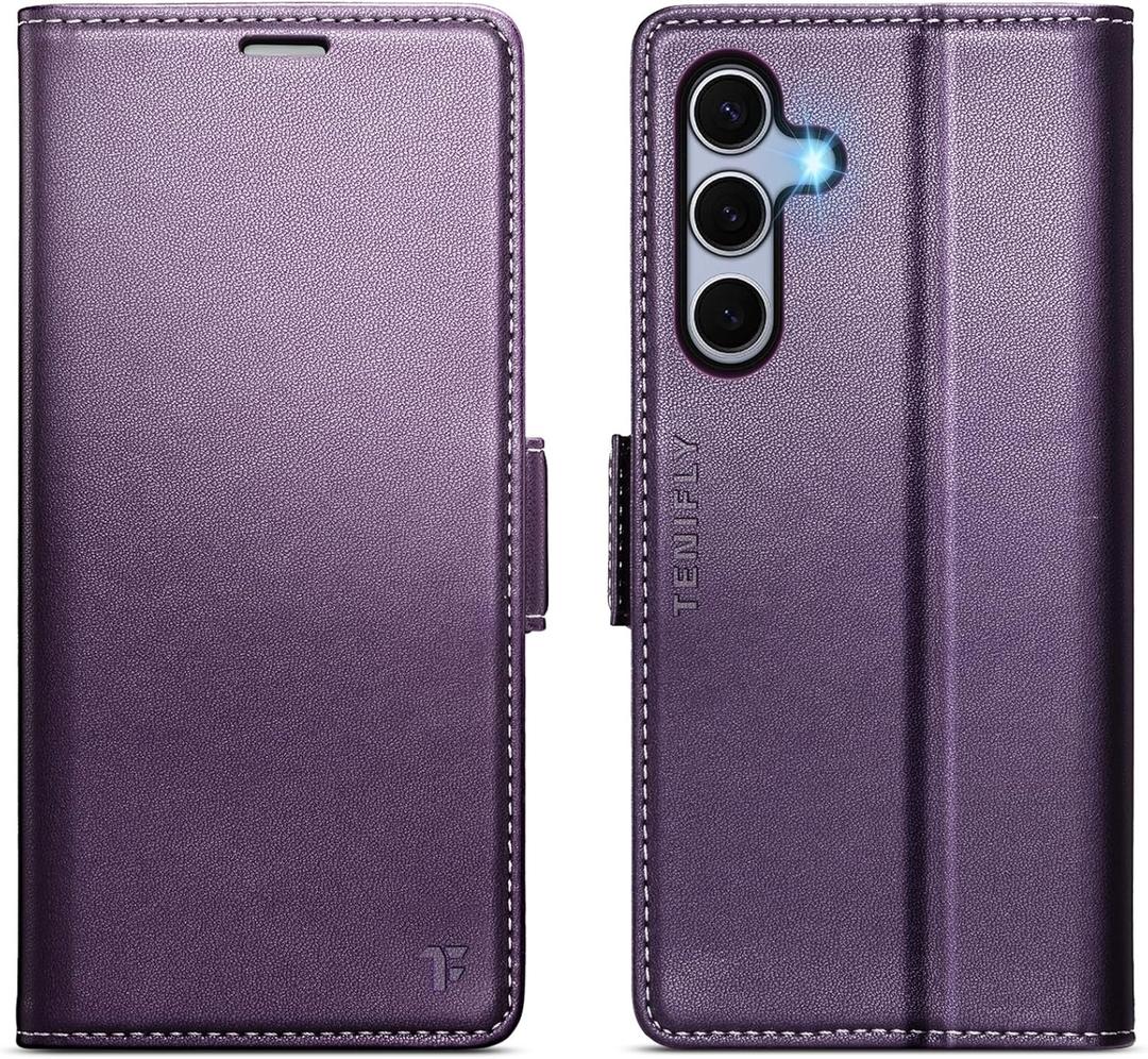 for Samsung Galaxy S24 Case Wallet with RFID Blocking Card Holder, PU Leather Kickstand Protective Flip Phone Cover Fit for Galaxy S24 6.2", Purple
