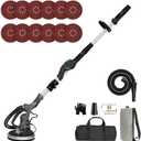 Drywall Sander with Vacuum, IMQUALI 9.5A Electric Sander Tool with Variable Speed 600-2600RPM, Popcorn Ceiling Removal Tool with Extendable Handle, LED Light, 12pcs Sanding Discs, Black, IMQ919