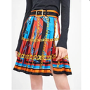 Zara women Multicolor Chain Printed Pleated Skirt XS