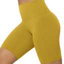 ODODOS Tummy Control Compression Shorts for Women, 8" Inseam High Waist Workout Biker Shorts with Inner Pocket, Mango Mint, Small (Yellow, S)