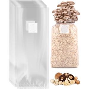 60 Pack Mushroom Grow Bags with Microporous Filter Patchs, 8"x5"x20" Large Extra Thick 3 Mil Mushroom Cultivation Spawn Bag Bulk, Durable Autoclavable Bags for Substrates Strong Tear Resistant