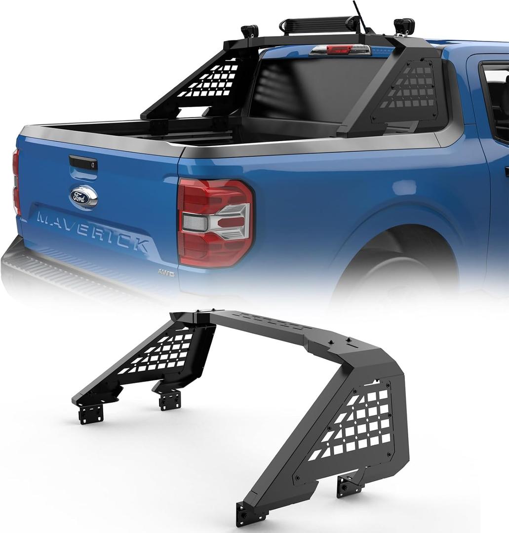 Sport Roll Bar Compatible Ford Maverick 2022 2023 2024 2025 | Quick Installation no Drilling Required | Light Mount | (Black Web)