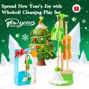WHOHOLL Wooden Kids Cleaning Set Toddler Broom Set for Housekeeping 8 Pcs Broom and Mop Set for Toddlers 3-6, Cleaning Toys with Dustpan Sponge, Christmas Birthday Gifts for Boys Girls (Green)