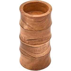 Soup Bowls Acacia Wood Hand-Carved Bowls Set of 4 | Rustic Wooden Bowls for Soups, Salads & Pasta | Durable, Eco-Friendly, Food-Safe (3" X 3" X 1.5")