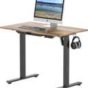 SHW 40-Inch Electric Height Adjustable Standing Desk with Drawer, Memory Preset and Cable Management Tray, Rustic Brown
