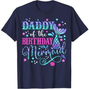 Daddy Of The Birthday Mermaid Girl Bday Party Squad Family T-Shirt Large Daddy Of The Birthday Mermaid Girl Bday Party Squad Family T-Shirt Large