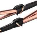 Hair Iron Straightener and Curler for Short & Long Hair, 1.25 Inch, Ceramic and Tourmaline, 4 Temps for All Hair Types, Dual Voltage, Auto Shut-Off, Includes Heat-Resistant Glove, Rose Gold