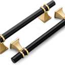 homdiy 10 Pack 5 Inch Black and Gold Cabinet Handles - Cabinet Pulls for Kitchen Cabinets, Dresser Drawers & Wardrobe Hardware, Durable Zinc Alloy with Matte Finish (5" Hole Centers)