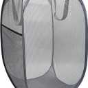 The upgraded pop-up laundry basket features a breathable side pocket mesh design, making it ideal for rooms, apartments, dormitories, travel, business trips, and children's storag(1, Black) 17"×13"