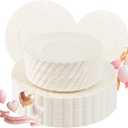 U-QE 100 Piece Ivory Scalloped Plastic Plates for Party - Plastic Plates Disposable Heavy Duty - High End Disposable Plates for Party Including 50PCS 9'' & 50PCS 6.5''