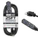 Iron Forge Cable 25 Ft Extension Cord with 3 Outlets - Extension Cord, 6-15P to Three Box Outlets Black 14 Gauge, SJTW 220/240 Volt Cord Heavy Duty