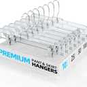 HOUSE DAY Clear Skirt Hangers with Clips, Non-Slip Plastic Pant Hanger with 2 Adjustable Clips, Upgraded Clip Hanger for Pants, Skirts, Shorts, 14" Clear Hangers 10 Pack, 360-Rotating Swivel Hook