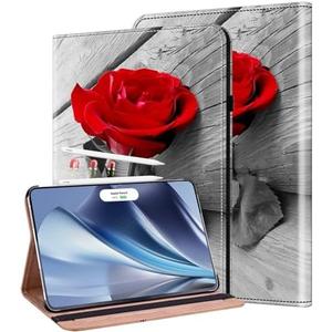 KEFBWAO Case for iPad Pro 13 Inch (M5) 2025/ (M4) 2024, Auto Wake/Sleep Multi-Angle Flip PU Leather Cover Case Supports Pencil Pro and Pencil(USB-C), Red Rose