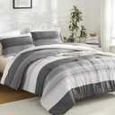 Litanika Dark Grey Bed Comforter Set Twin/Twin XL Size, 2 Pieces Lightweight Striped Bedding Comforter Set, Soft All Season Down Alternative Comforter (1 Comforter, 1 Pillowcase)