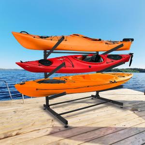 Freestanding Kayak Storage Rack  Vertical 2/3/4-Tier Organizer for Kayaks, Canoes & Paddleboards, Heavy-Duty Indoor/Outdoor Stand with Protective Foam Padding