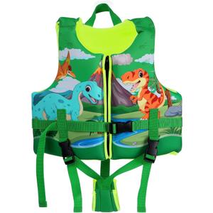 Toddler Swim Vest, Swim Vest for Kids Swimming Jacket with Adjustable Safety Strap, Learn to Swim Aid, Toddler Floaties for 2-6yrs/20-30-40-50 lbs Boys and Girls (Little Dinosaur)