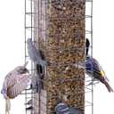 Squirrel Proof Bird Feeders for Outdoors, Metal Wild Bird Feeder for Outside Hanging, 4 Ports Perches, 3LB Large Capacity(Gray)