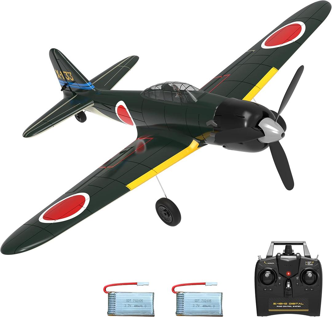VOLANTEXRC RC Plane for Beginners, 4CH WWII RC Airplane A6M Zero with Aileron, 2.4Ghz Remote Control Plane with Xpilot Self Righting&One Key Aerobatic, Gifts for Adults (761-15 RTF) (Green P40)