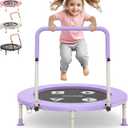 BCAN 36'' Toddler Trampoline, ASTM Certified-Foldable Mini Trampolines for Kids Ages 1-6, Adjustable Handle, Safety Pad & Foldable Legs, Baby Trampoline Indoor/Garden, Gift for Boy and Girl (Purple-Classic)