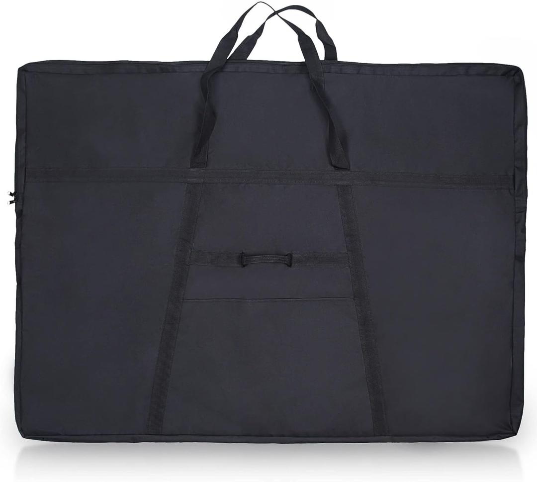 JJRING Extra Large Dacron Waterproof Light Weight Art Portfolio Tote Bag, 37'' x 49'' for 36'' x 48'' Black Carrying Storage Case For Poster, Sketching, and Drawing