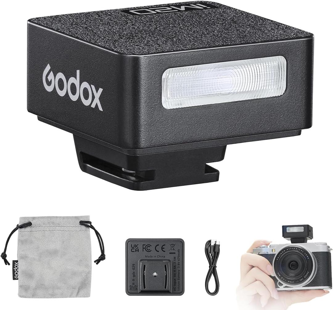 Godox iM20 Camera Flash, 470 mAh Battery, 5 Power Levels, 3s Recycle Times, 440 Full Power Flashes, Mini Flash Compatible with Fuji/Canon/Sony/Nikon//Panasonic/Olympus