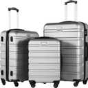 Coolife Luggage 3 Piece Set Suitcase Spinner Hardshell Lightweight TSA Lock (sliver3) (20in24in28in)