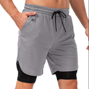 HSQSMWJ 2 In 1Double deck Men's Sports Shorts Gym Workout Training With Pockets XL