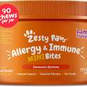 Zesty Paws Dog Allergy Relief Chews, Dog Probiotics for Itchy Skin and Ears, Lamb, Mini, 90ct