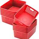 Lineshading 12 Pack Plastic Storage Baskets for Organizing, Red
13 x 10'' Large Plastic Storage Baskets Bins, Red,  Product Dimensions 13.78"D x 9.84"W x 5.12"H